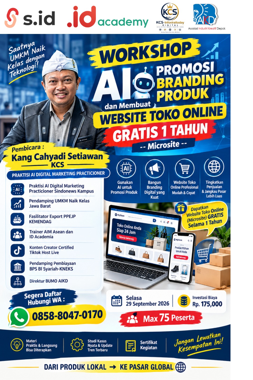 Workshop AI Promosi Branding Produk dan Membuat Website Toko Online Gratis 1 Tahun (Microsite